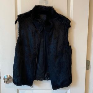 Black Rabbit Fur Vest. Size medium